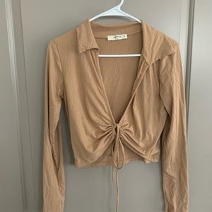 Tie Front Cropped Sweater